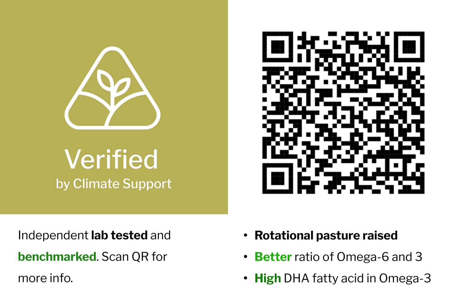 Verified by Climate Support quality mark with a QR code to scan and learn more